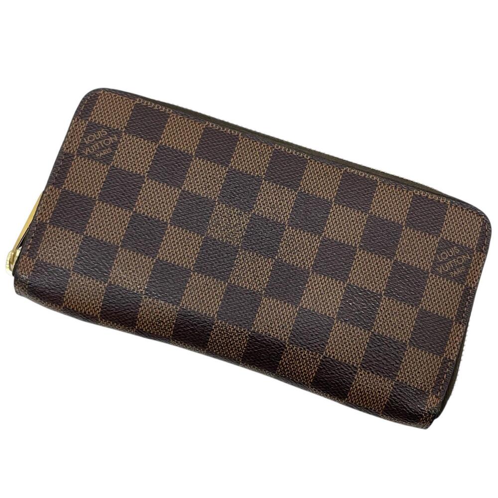 LOUIS VUITTON Zippy Wallet Damier Round Zipper Long Brown